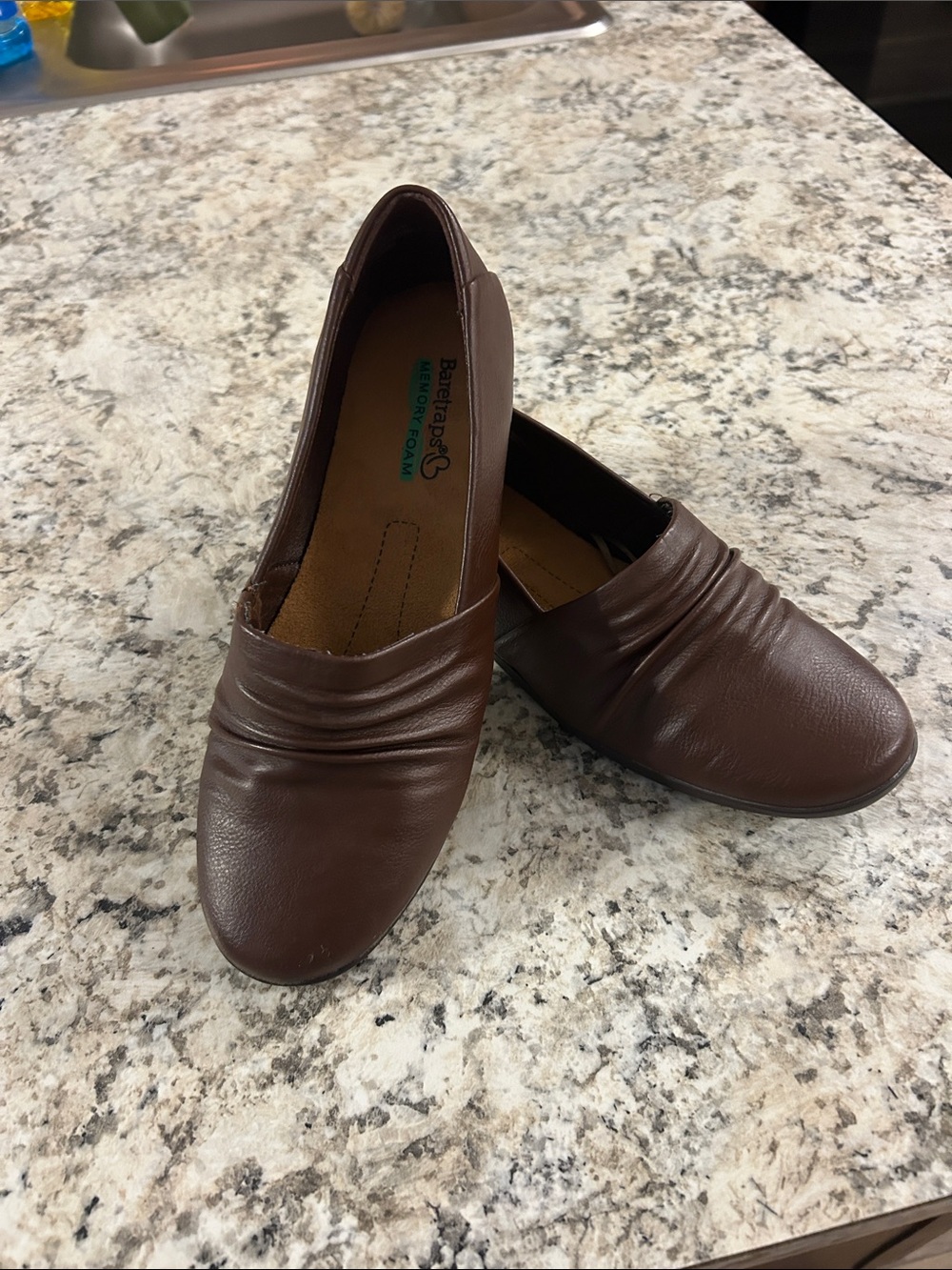 BareTraps Brown Slip-On Ruched Comfort Flats